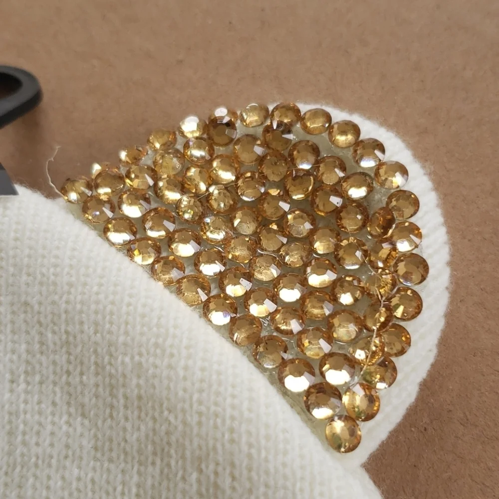 NEW GUESS Rhinestone Cat Ear Beanie - Picture 2 of 5